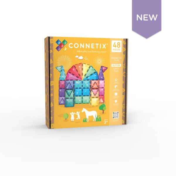 Connetix tiles costruzioni magnetiche 48 pezzi Glitter Castle Pack