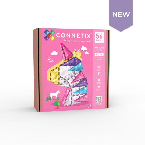 Connetix tiles costruzioni magnetiche 56 Pezzi Glitter Unicorn Pack