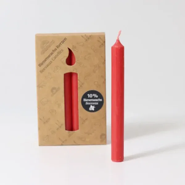 Set 12 candele rosso 10% cera d'api Grimm's